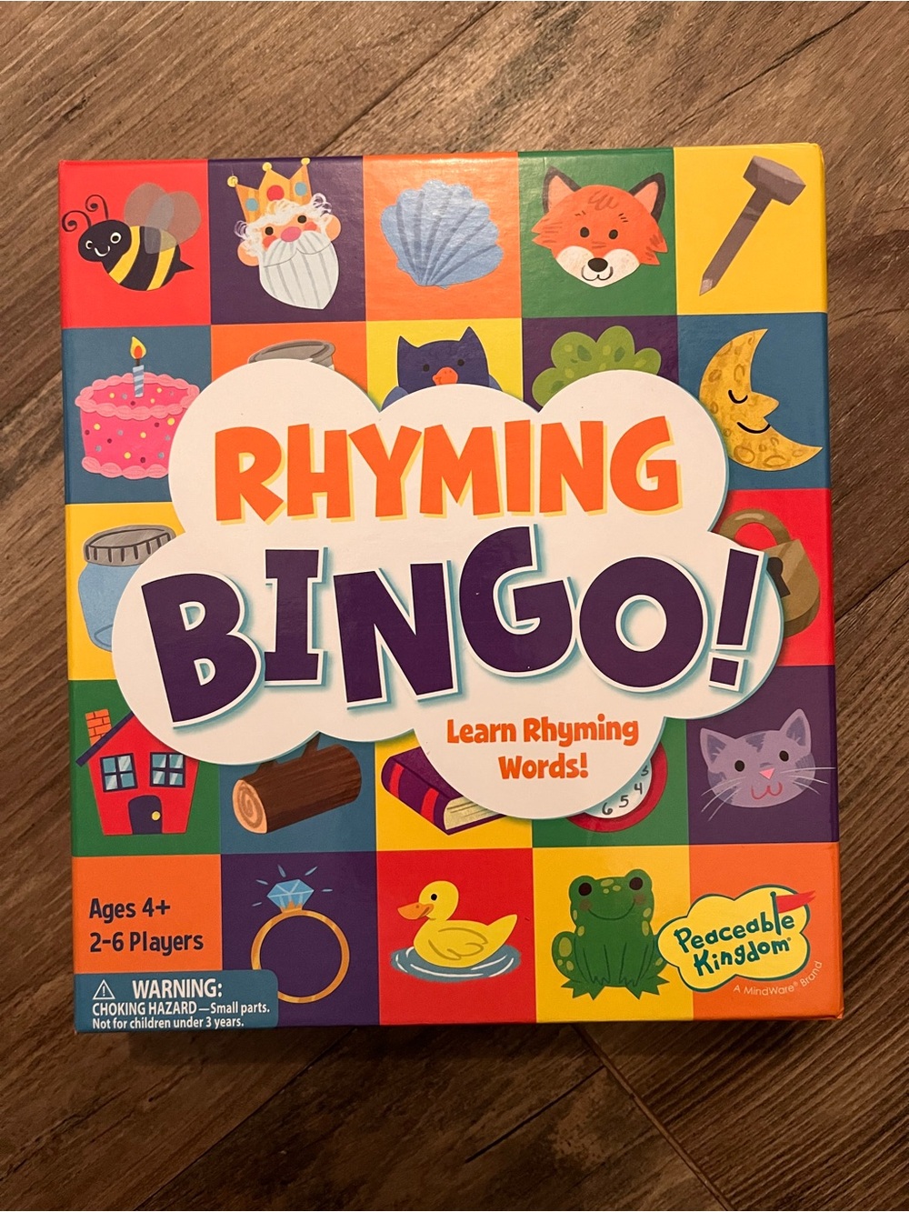 Peaceable Kingdom Rhyming Bingo! Kids Learning Game - Colorful Multi
